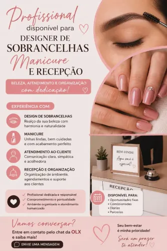 Designer de Sobrancelhas, Manicure e Recepcionista | Atendimento e Experiência
