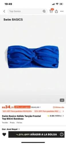 Cropped/ top azul lindo shein 
