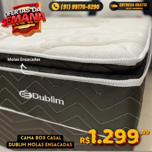 Cama Box Casal Dublin Molas Ensacadas Com Pillow top