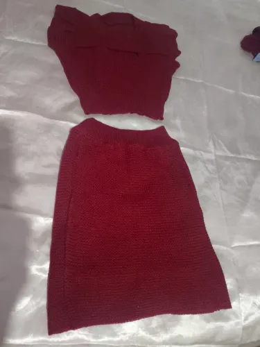 Conjunto crochê marsala
