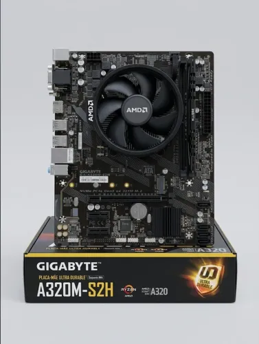 Kit Upgrade AM4: Ryzen 5 5500 + Placa-Mãe Gigabyte A320M-S2H (Com Cooler)