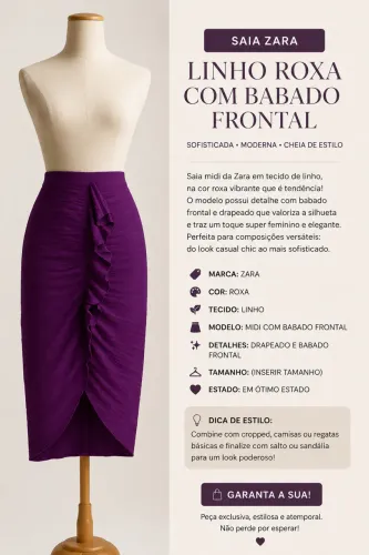 Saia Zara midi roxa maravilhosa! ?