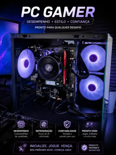 Vendo computador Ryzen 3 3200G - 8Gb memória RAM - SSD NVME 256 Giga - Gabinete Aquário