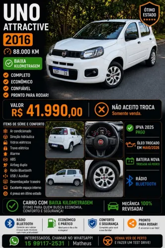 Fiat Uno Attractive 1.0 EVO Fire Flex 8V 5P 2016