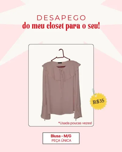 DESAPEGO/BRECHÓ - Blusa Rosa Feminina