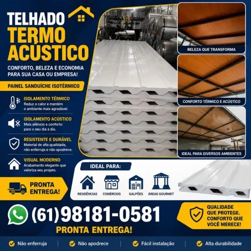 Telhas Eps com acabamento amadeirado ou branco (Sanduíche/telha forro/semi Sanduíche)