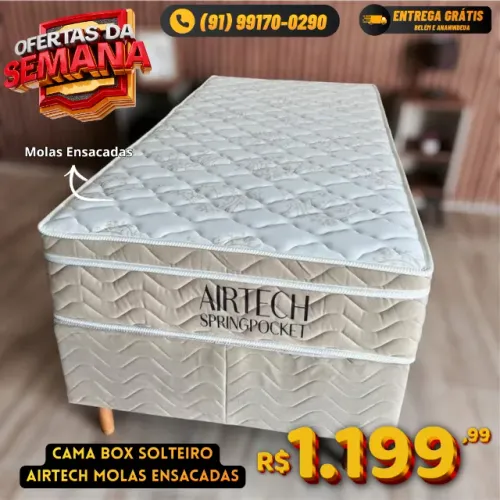 Cama Box Solteiro Molas Airtech Ortobom