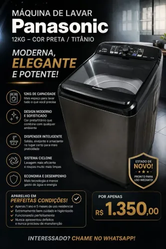 Máquina de lavar 12kg Panasonic
