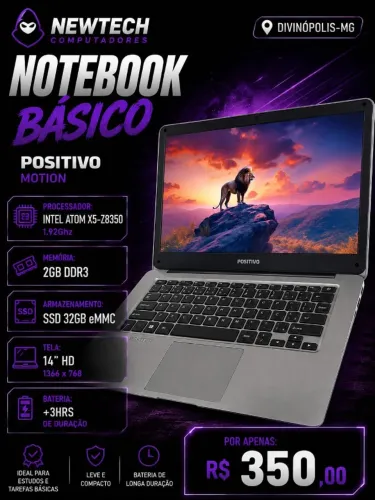 Notebook Positivo Atom X5-Z8350 1.92GHz / Mem 2Gb / SSD 32Gb / Tela 14" HD (aceito cartão)