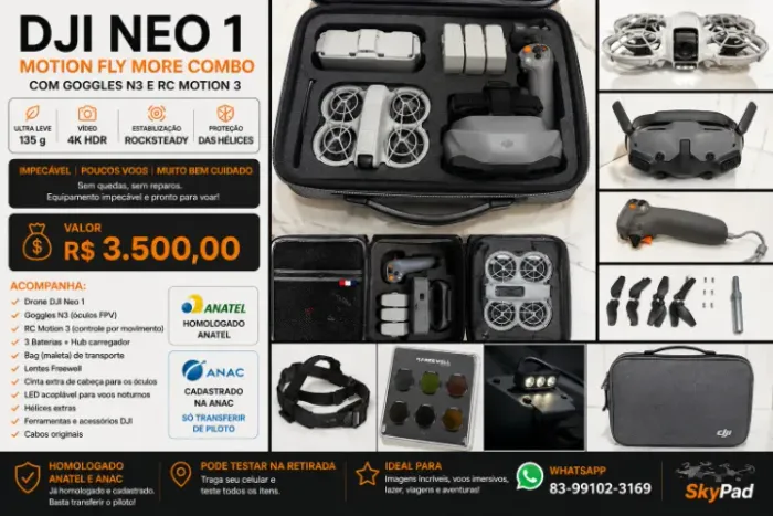 Neo 1 Combo Fly More com oculos bag e acessórios