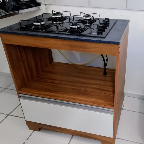 Cooktop Mesa de Vidro Temperado C Balcão em MDF