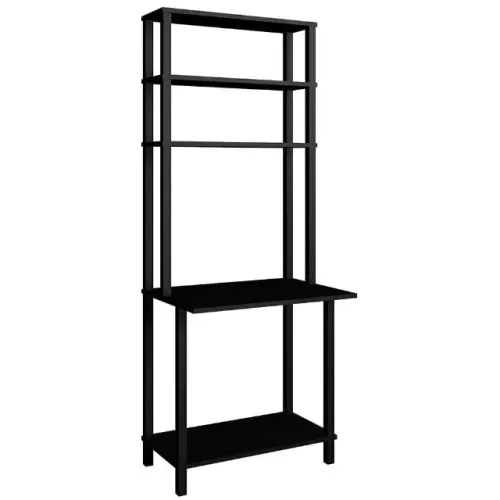 Mesa Escrivaninha Estante Frontal Preta 72x52x186