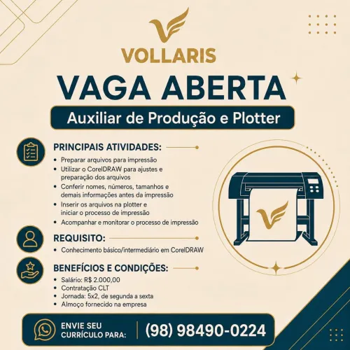 Vaga de emprego - Vollaris Malharia
