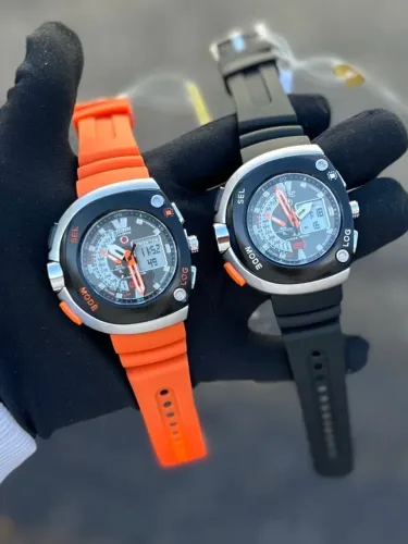 Relógio Premium Pulseira de Silicone Citizen Meia Lua Preto/Laranja Entregas sem taxa