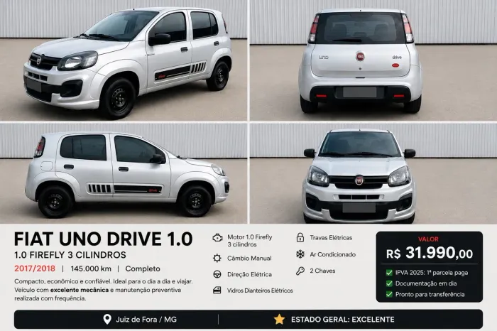 Fiat Uno Drive 1.0 Flex 6V 5P 2018