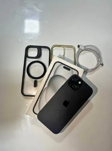 iPhone 15 Preto Completo | 2 Capinhas + Cabo + Caixa Original