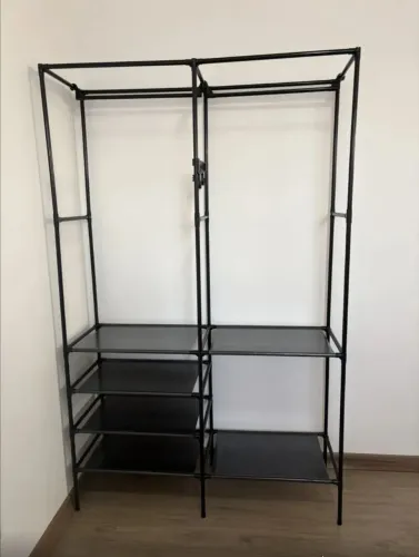 Closet Aberto IRSINA 2 Divisórias Preto com 6 Prateleiras Aço Inox