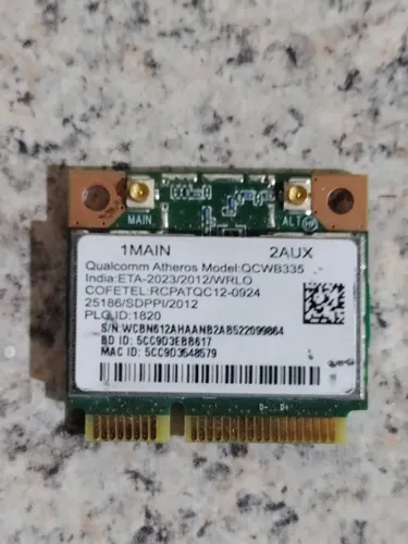 Placa Wifi Wireless Qualcomm Atheros Modelo QCWB335