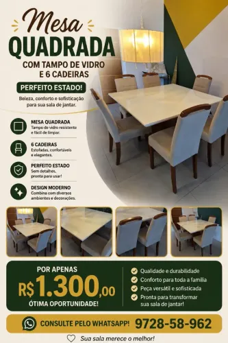 Mesa de jantar com 6 cadeiras