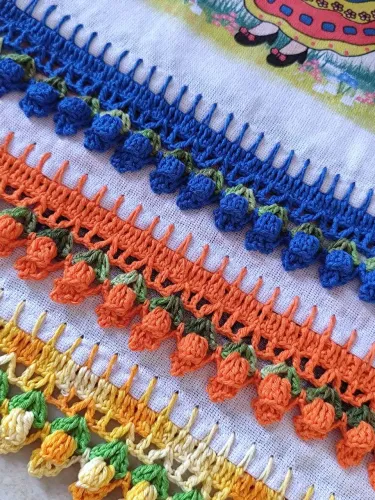 Panos de prato com barradinho em crochê 