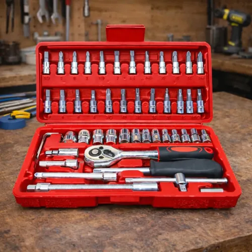 Kit Maleta De Ferramentas 46 Peças Completa + Jogo De Soquetes Sextavado