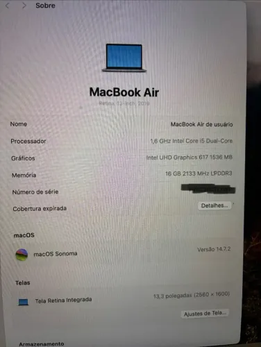 MacBook Air Retina 13 polegadas, 2019