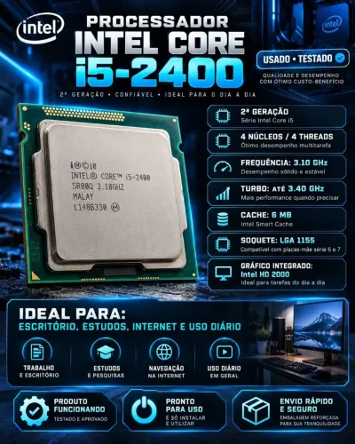 Processador Intel Core i5-2400 2ª Geração 3.10GHz LGA 1155 4 Núcleos