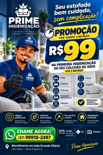 Higienização de Sofá e Colchão a partir de R$99 | Prime Higienização