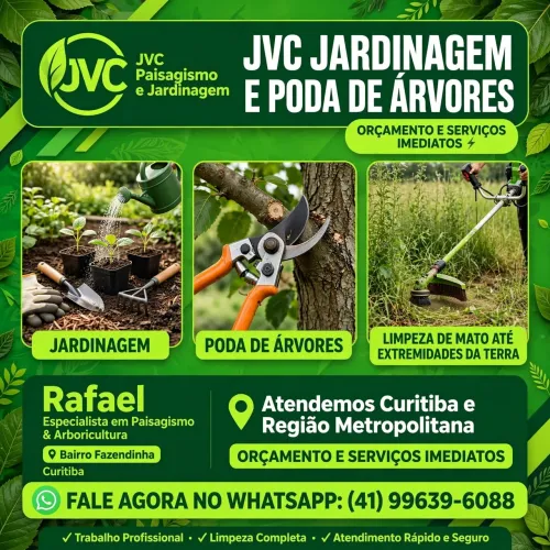 JVC JARDINAGEM E PODAS DE ÁRVORES ATENDEMOS CURITIBA E REGIÃO METROPOLITANA