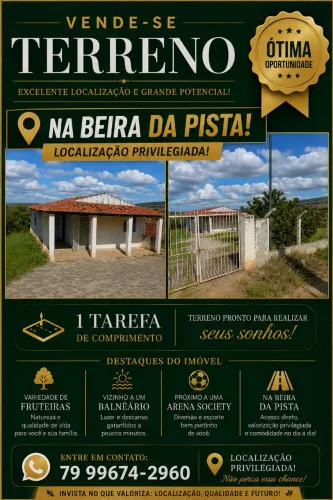 OPORTUNIDADE IMPERDÍVEL - TERRENO COM CASA NA BEIRA DA PISTA! PORTO DA FOLHA
