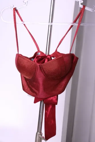 Top Cropped Metalizado Marsala Splash Boutique P