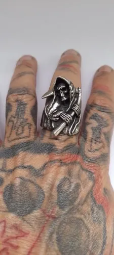 Anel de caveira ceifador morte