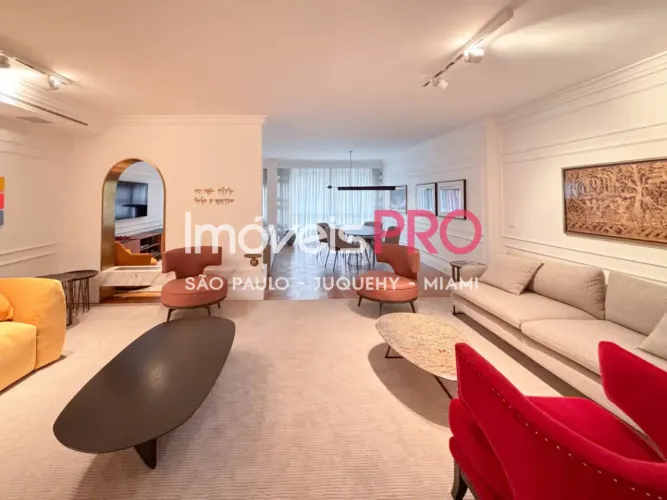 Apto com projeto assinado e mobiliário de design à venda na Alameda Tietê, Jardins 190 m² 