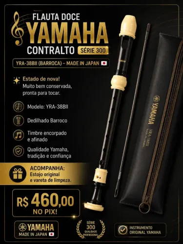 Flauta Doce Contralto Yamaha YRA 38BII Made in Japan
