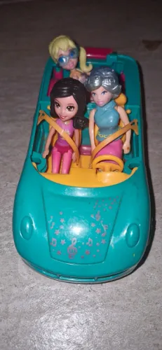 Polly carro carrinho antigo com 3 bonecas