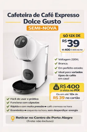 CAFETEIRA EXPRESSA EM CÁPSULAS DOLCE GUSTO