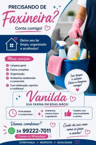 Serviço de faxina em ambientes residenciais e comerciais