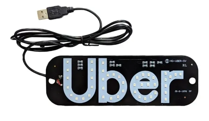 Placa Uber Ventosa Led Identificação Motorista Aplicativo Vd