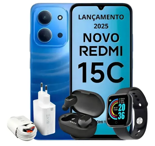 Redmi 15C 16gb ram e 256gb de Memoria + Fone e Relogio