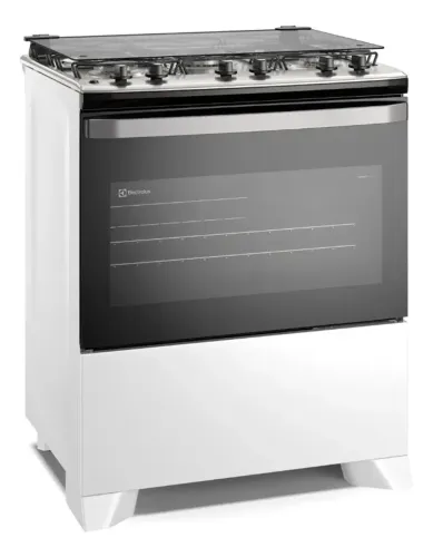 Fogão 5 bocas Electrolux Branco Efficient Mesa Inox PerfectCook  VaporBake (FE5IW) Bivolt