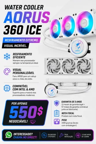 Vendo Water Cooler AORUS Waterforce II 360 ICE Branco.