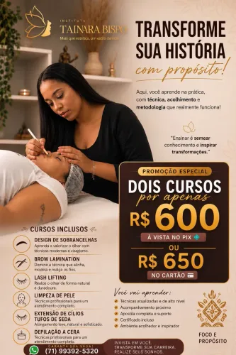 2 Cursos de Estética por R$600 com Certificado - Salvador