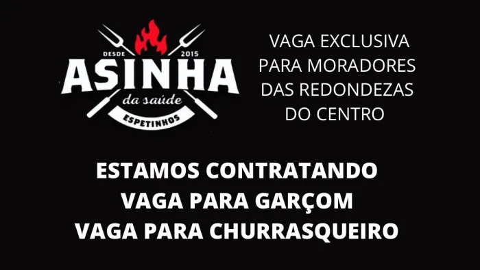 Estamos contratando garçom e churrasqueiro