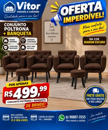 CONJUNTO DE POLTRONA+ BANQUETA DE BRINDE