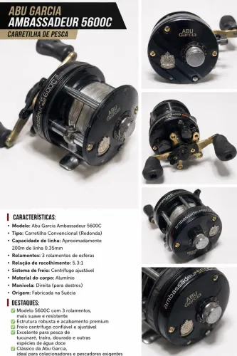 CARRETILHA ABU GARCIA AMBASSADEUR 5600C - ORIGINAL