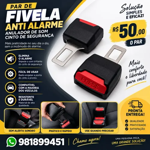 Par de Fivela Anti Alarme Anulador de Som Cinto De Segurança