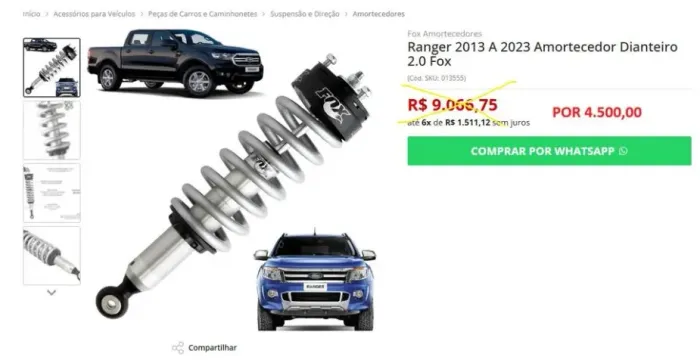 Ranger 2013 A 2023 Amortecedor Dianteiro 2.0 Fox