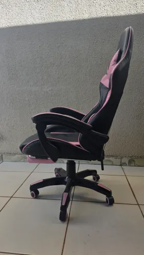 Cadeira gamer nitro rosa ergonomica couro sintético e apoio aos pés