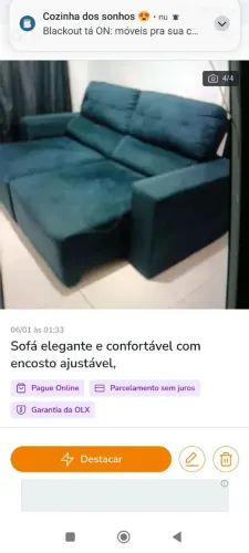 Sofa elegante e confortavel com encosto ajustavel,