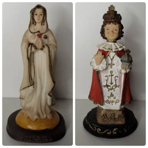 2 Imagens Resina Rosa Mística, Menino Jesus de Praga
